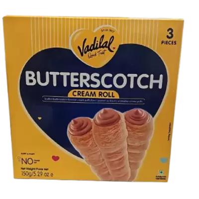 vadilal cream roll butterscotch 150g-3pc